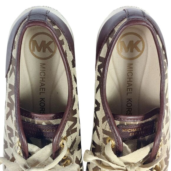 Michael Kors Logo City Sneakers Womens Sz 5 1/2 Medium Brown Excellent Condition - Picture 9 of 16